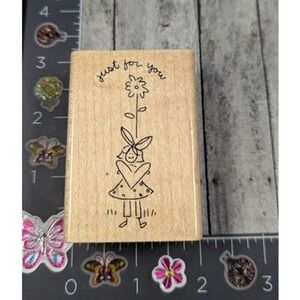CTMH Just For You Flower Great Day S702 Rubber Stamp Wood #D91